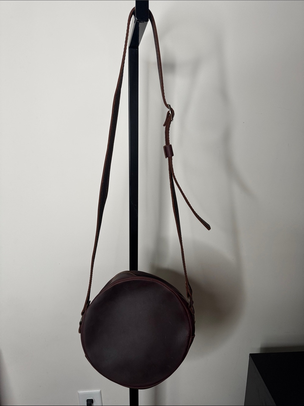Portland Leather Round Crossbody Bag in Dark Brown - Picture 3 of 11